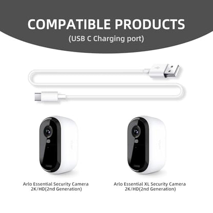 2 Pack 10FT USB C Camera Power Cable for Arlo Essential 2K, Alro Essential 2nd Generation, Blink Outdoor 4 4th Generation, Petcube Cam 360 Outdoor Security Camera Charger Charging Cord