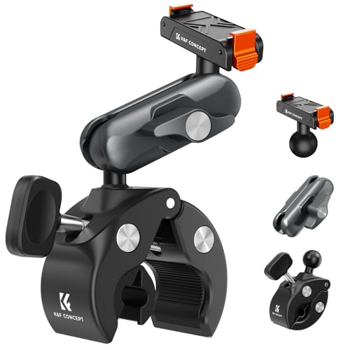 K&F CONCEPT Super Clamp Camera Mount with 360° Dual Ball Head, Bike/Motorcycle Handlebar Tube Mount Quick Release Compatible with Action 5 Pro/4/3 - style: Super Clamp with Ballhead(Action 5 Pro)