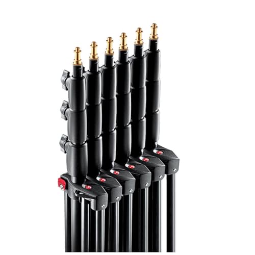Manfrotto 1004BAC 144-Inch Air Cushioned Aluminum Master Light Stand with 4 Sections and 3 Risers, 3-Pack (Black)
