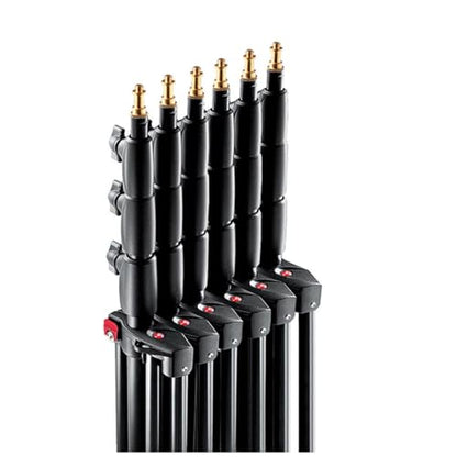 Manfrotto 1004BAC 144-Inch Air Cushioned Aluminum Master Light Stand with 4 Sections and 3 Risers, 3-Pack (Black)