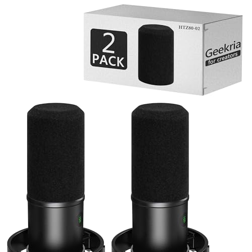 Geekria for Creators Foam Windscreen Compatible with Fifine AmpliGame K688 Microphone Antipop Foam Cover, Mic Wind Cover, Sponge Filter, Flocked Mic Windscreen (Black / 2 Pack) - color: Black