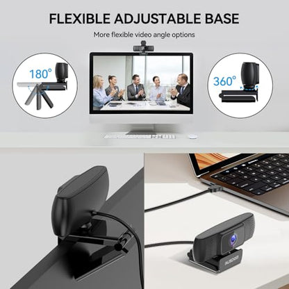 AUSDOM AF640 1080P Webcam with Microphone, 90°FOV USB PC Camera Webcam with Privacy Cover, Plug and Play Computer Camera for Online Calling/Conferencing, Zoom/Skype/YouTube, Laptop/PC - style: 1080p Webcam