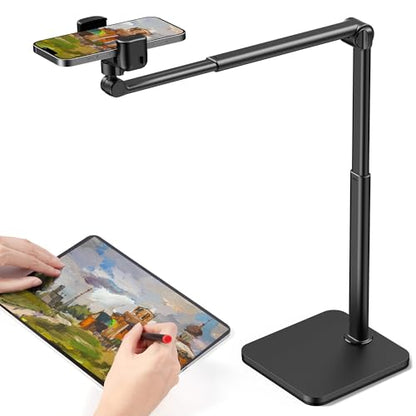 InnoGear Overhead Phone Mount, Heavy Duty Aluminum Phone Stand Tabletop Cooking Tripod for Desk Flexible Cell Phone Holder for Live Streaming, Meeting, Cooking, Recording