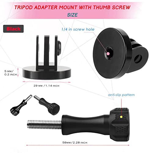 Niewalda Alumium Tripod Mount Adapter, Gopro Threaded Adapter,Action Camera Tripod Adapter Compatible with GoPro Max, GoPro Hero, DJI Osmo Action Camera （Two Groups） - color: Red, Black