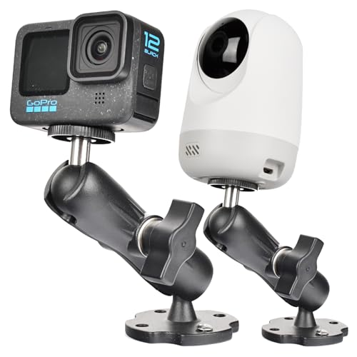 VAUBORTTI Heavy-Duty Camera Wall/Desktop Mount with 1/4"-20 Thread, Aluminum Alloy Arm, Dual Ball Heads, 1-Inch TPU Ball, Free Rotation,Compatible with DSLR, CCTV, RAM B System