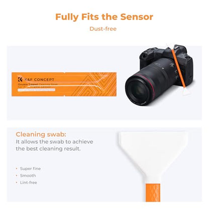 K&F Concept Full Frame Sensor Cleaning Kit, Mirrorless Camera Cleaner Kit - 20ml Sensor Cleaner, 10 X 24mm Double-Tipped Full Frame Sensor Cleaning Swabs & Gloves - size: 24mm