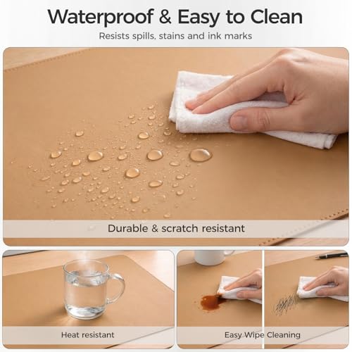 Silicone Desk Mat for Minimal, Creative, Vanity Desk – Reduces Glare, Comfortable Viewing – Writable, Non-Slip, Waterproof, Roll-Up – Food-Grade Platinum-Cured Silicone, Gift Tube（Caramel Brown） - color: Caramel Brown