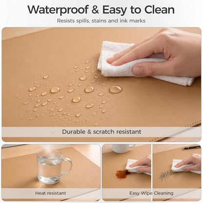 Silicone Desk Mat for Minimal, Creative, Vanity Desk – Reduces Glare, Comfortable Viewing – Writable, Non-Slip, Waterproof, Roll-Up – Food-Grade Platinum-Cured Silicone, Gift Tube（Caramel Brown） - color: Caramel Brown