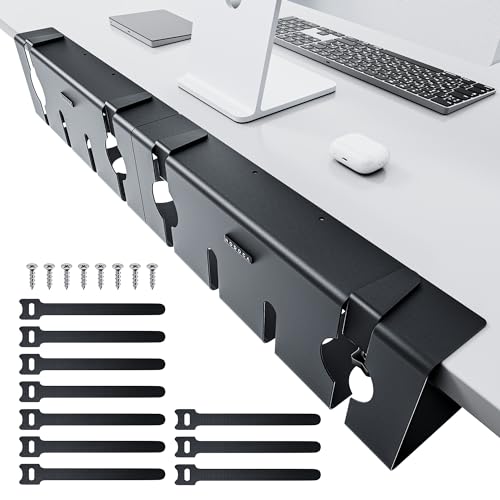 NODOCA No Drill Under Desk Cable Management Tray, 17'' Wire Management, Punch-Free Clamp on, Metal Cable Tray, Wire Organizer Under Desk, Under Desk Basket for Office and Home, Black(2 Packs) - color: Black, size: 【Clip-on】17''×2pcs
