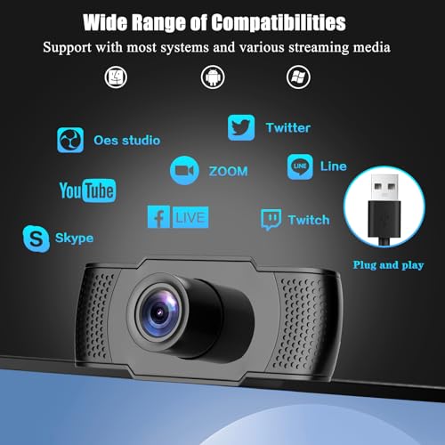 4K Webcam, Ultra 4K HD Web Cam for PC, Dual Noise-Canceling Mics, Auto Light Correction, Wide Angle Streaming Webcam,Plug and Play for Video Calling/Teams/Conferencing/Zoom