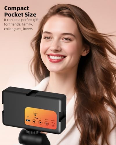 91 LED Portable Charger Selfie Light Video Conference Lighting | Clip & Camera Tripod Adapter, Rechargeable 2000mAh, CRI 96+, 4 Light Modes, For Phone iPhone Webcam Laptop Makeup - color: Glossy Black
