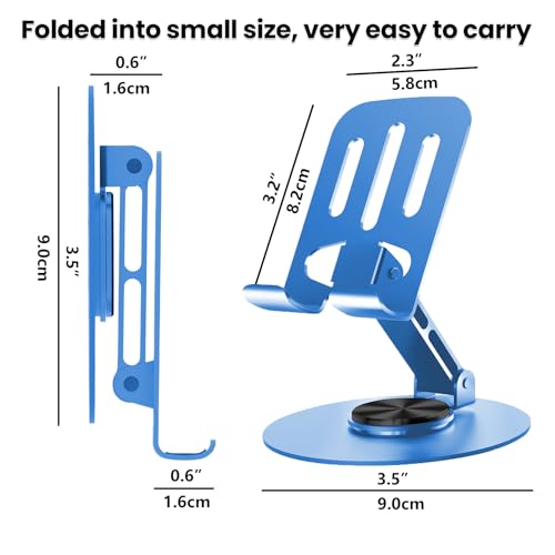 Universal Metal Cell Phone Stand, Multi-Angel Adjustable 360° Rotation Non-Slip Metal Phone Stand Compatible with iPhone 17 Pro Max and All Smartphones (20PCS Blue) - color: 20PCS Blue