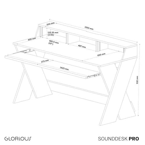 Glorious Sound Desk Pro Professional Studio Workstation in Walnut - style: Sound Desk Pro Walnut