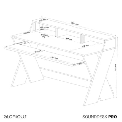 Glorious Sound Desk Pro Professional Studio Workstation in Walnut - style: Sound Desk Pro Walnut