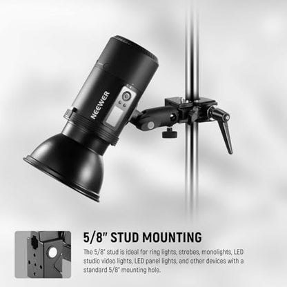 NEEWER Super Clamp with 5/8" Stud, Spring Lock, 2.4"/6cm Jaw Grip Heavy Duty Crab Pole Clamp for Round Pipe Flat Surface, for Photography Studio Camera & Lighting Mounting, Max Load 33lb/15kg, UA017 - style: UA017(1 Pack）