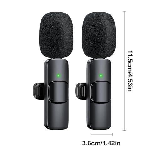 Lavalier Microphone - Wireless Lapel Microphone | Noise-Cancelling Mini Wireless | Portable Clip On Neck Sound Recorder for Podcasting Interviews Vlogging Studio