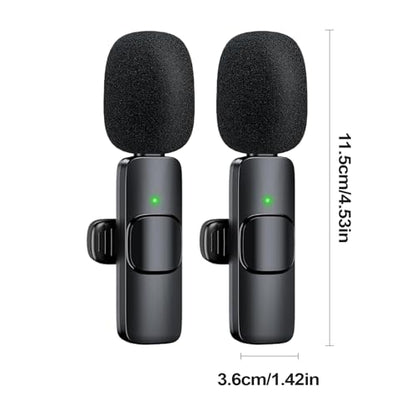 Lavalier Microphone - Wireless Lapel Microphone | Noise-Cancelling Mini Wireless | Portable Clip On Neck Sound Recorder for Podcasting Interviews Vlogging Studio