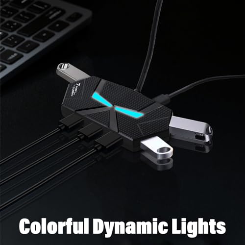USB A Hub with 7 Ports 3.9ft Long Cable, Multiple USB 3.0 Hub Splitter, USB Extender Adapter for Laptop, Desktop, PC, Flash Drive, HDD (USB-A, 7 Ports - 3.9ft) - size: 7 Ports-A, style: USB-A