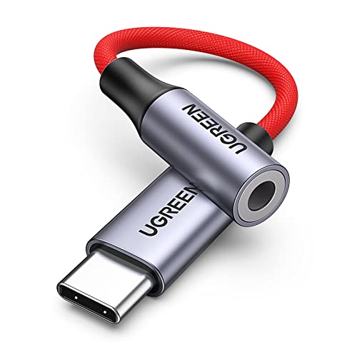 UGREEN USB C to 3.5mm Audio Adapter Type C to Headphone Aux Jack Dongle 24bit/96kHz HiFi DAC Cable Cord Compatible with iPhone 17 16 Pro Max/16 Plus, iPad, Galaxy S25 S26 Ultra, Pixel 10, Red - color: Red
