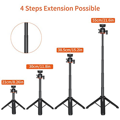 VRIG 21.6" Extension Pole Tripod for DJI Osmo Pocket 4/3,Insta360 Luna Ultra, Mini Selfie Stick Tripod Stand Handle Grip for Insta360 X5,Xtra Muse Webcam Canon G7X Mark III Sony Cameras Vlogging - color: A0031