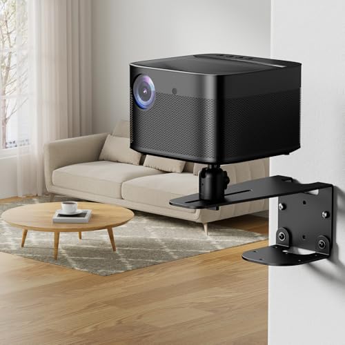 PUTORSEN Projector Wall Mount - Projector Wall & Ceiling Mount with 1/4” Screw, 22 lbs Wall & 13.2 lbs Ceiling Load Capacity, 360° Rotation & 5 inch Adjustment, for Home Theater/Office/Conference Room