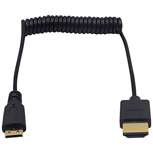 Duttek 4K Mini HDMI to HDMI Coiled Cable 1FT-4FT, Ultra-Thin HDMI to Mini HDMI Cable Support 4K Ultra HD, 1080p, 3D,for Projector, Monitor, Camcorder - size: 4FT