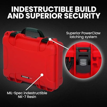 NANUK 910 Hard Case with Customizable Cubed Foam, IP67 Waterproof, Dustproof and Impact Resistant, 14.3” x 11.1” x 4.7”, Rugged Construction for Ultimate Protection, Made in Canada – Red - color: Red, style: Cubed Foam
