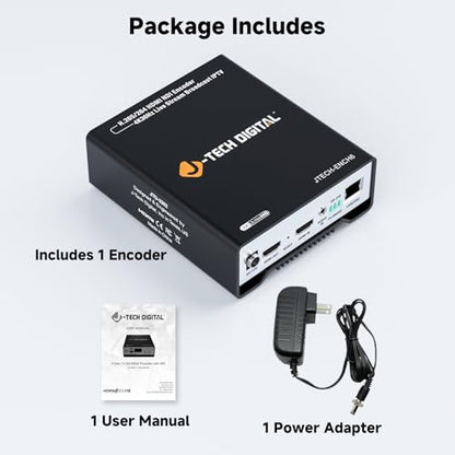 J-Tech Digital HDMI Video Encoder H.264 H.265 IPTV Network Video Encoder 4K 30Hz with NDI, Audio Embed, PoE, Supports UDP, HTTP, RTSP, RTMP, ONVIF, NDI HX2 Protocols [JTECH-ENCH6] - size: 4K Encoder with NDI