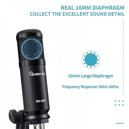 Podcast Studio Microphone Condenser Mic Podcast Equipment Bundle with 3.5mm Audio XLR Cable