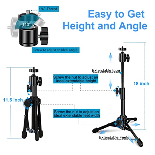 Webcam Tripod Stand Extendable Desktops Tripod for Camera/Phone/Webcam, Desk Tripods Webcam Mount Holder Compatible with Logitech Webcams C925e C922x C922 C930e C930 C920 C615 /iPhone/Ring Light