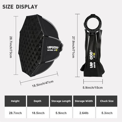 Bowens Mount Softbox 24''/60CM Handheld Quick Set-up, S-Type Bracket Compatible with Godox Canon Sony Fuji YongNuo Flash AD200PRO V1 TT600 V860III 430EXIII SB500 YN320EX YN560 - size: CF 24''