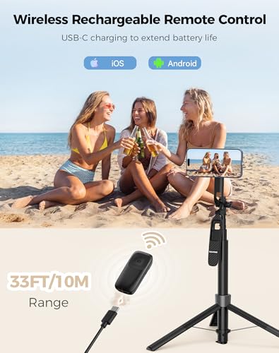 TechRise 71" Phone Tripod, 3-in-1 Clamp & MagSafe Magnetic Selfie Stick with Bluetooth Remote, Auto Extend Phone Stand, Compatible with iPhone 17 Series, Sony, Canon Cameras, Lightweight Travel Design