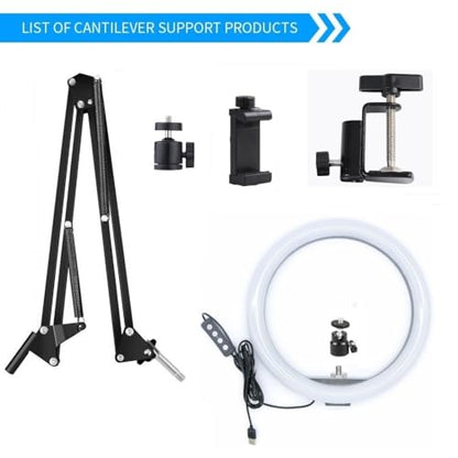 Webcam Selfie Light with Clamp Mount Stand,10 Inch Ring Light with Boom Arm Holder Compatible with Logitech C920 StreamCam C922 C930e C925e C615 Brio 500 4K webcams