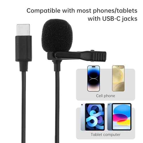 RTNLIT Lavalier Lapel Microphone - 3.5mm Omnidirectional Condenser Mic, Clip On Mic for Smartphones, Noise Cancelling for Podcast, YouTube, Vlogging, Asmr