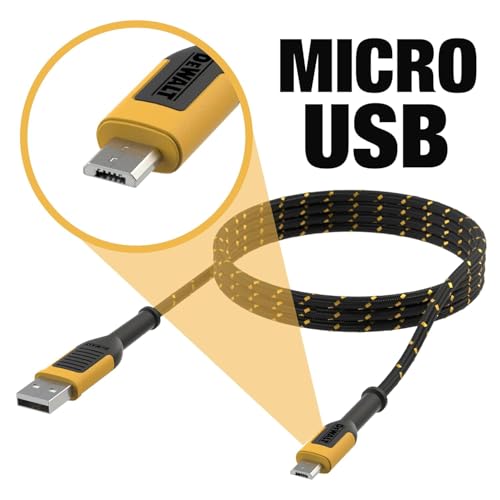 DEWALT Heavy Duty USB to Micro-USB Cable, Jobsite Micro USB Connector Cable, High Speed Charging Cord for Compatible Android Phones, Cameras, Legacy Devices, 4 ft - size: 4 Foot