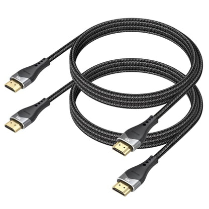 HDMI Cable 4FT 2-Pack 10K 8K 4K, HDMI 2.1 Cable 48Gbps Ultra High Speed HDMI Braided Cord 8K@60Hz, 4K@120Hz, eARC, HDR10+, HDCP2.3 for Laptop, Monitor, HDTV, Projector, PS5/PS4, Xbox - size: 4FT