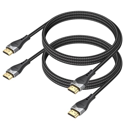 HDMI Cable 4FT 2-Pack 10K 8K 4K, HDMI 2.1 Cable 48Gbps Ultra High Speed HDMI Braided Cord 8K@60Hz, 4K@120Hz, eARC, HDR10+, HDCP2.3 for Laptop, Monitor, HDTV, Projector, PS5/PS4, Xbox - size: 4FT