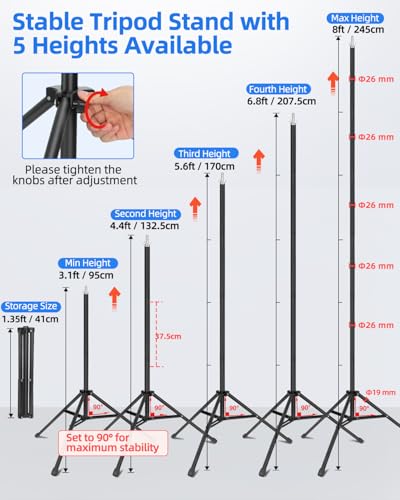 HEMMOTOP T Shape Backdrop Stand, 8x7.5ft(HxW) Portable Photo Background Stand Kit for Parties, Green Screen Stand Only with 5 Spring Clamps and Carrying Case, Banner Holder for Photoshoot, Photography - size: 8x7.5ft (HxW)