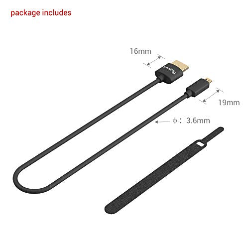 SMALLRIG D to A HDMI Cable Ultra Thin HDMI Cable 55cm/1.8Ft, Super Flexible Slim High Speed 4K 60Hz HDR HDMI 2.0, for GoPro Hero 7/6 /5, for Sony A7RIII / A7II / A6600, for FUJIFILM X-T4 / X-T3-3043B - size: 55CM(D to A)
