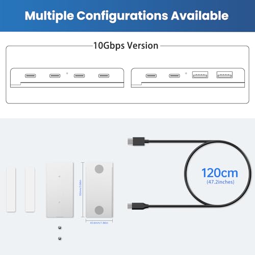 EJAY Magnetic USB 3.0 Hub, 4-Port Desk Mount USB Hub with 59in Data Cable, Industrial-Strength Magnetic Hub to Attach to a Desk/PC Case, Powered USB 3.0 Hub for PC, Mac, Desktop, Silver - color: Silver