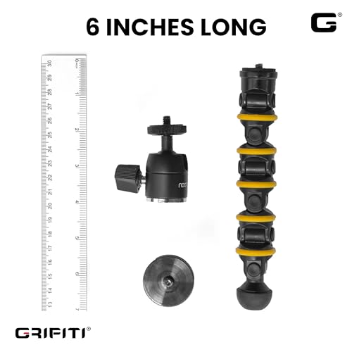 GRIFITI Nootle Recon 5 Flex Arm Leg Magnetic Foot Mini Ball Head Camera Mount Stand Magnetic Foot 6 Inch Flexible Mini Ball Head Attaches to Steel or Other Magnet Surfaces - style: 5 Flex Arm Leg + Mini Ball Head