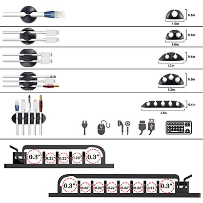 311Pcs Cable Management Organizer Kit 4 Cable Sleeve Split,53Cable Clips 12Cord Clips Holder,22 Cable Ties, 20 Adhesive Wall Cable Tie, 200Fasten Cable Ties for TV Office Home Electronics - size: 311 PCS
