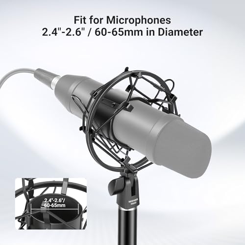 NEEWER Microphone Shock Mount, Mic Holder for Stand & Boom Arm with Elastic Ropes & 3/8" to 5/8" Screw Adapter, Fits Mics of 2.4" to 2.6" (60 to 65mm) Diameter, MS043 - style: MS043
