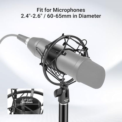NEEWER Microphone Shock Mount, Mic Holder for Stand & Boom Arm with Elastic Ropes & 3/8" to 5/8" Screw Adapter, Fits Mics of 2.4" to 2.6" (60 to 65mm) Diameter, MS043 - style: MS043
