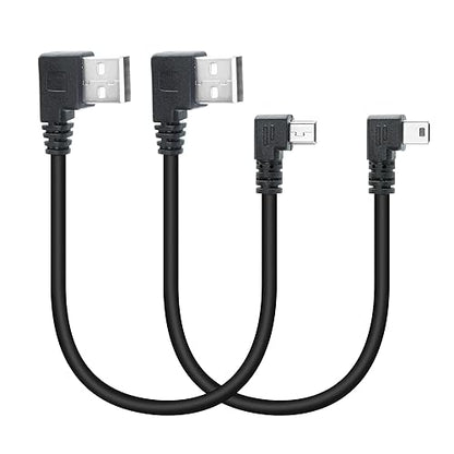 Short Mini USB Charging Cable 9inch, 90 Degree USB 2.0 A Male to Mini USB Left & Right Angle Male Data Sync and Charge Cable, for Dash Cam, DigitalCamera, Hard Drive, MP3 Player, Phone (2Pcs) - style: 1Pair Mini USB - Left & Right Angle