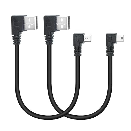 Short Mini USB Charging Cable 9inch, 90 Degree USB 2.0 A Male to Mini USB Left & Right Angle Male Data Sync and Charge Cable, for Dash Cam, DigitalCamera, Hard Drive, MP3 Player, Phone (2Pcs) - style: 1Pair Mini USB - Left & Right Angle