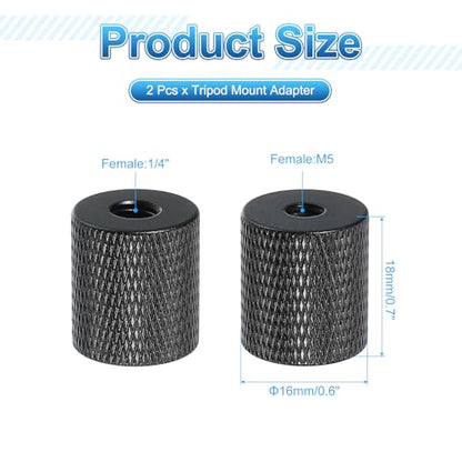 PATIKIL Tripod Screw Adapter 1/4" Female to M5 Male, 2 Pcs Tripod Nut Connectors Camera Mount Screw Camera Double Head Converter for Microphone Holder Magic Arms Accessories, 18 mm - size: 1/4" Female to M5 Male,18 mm