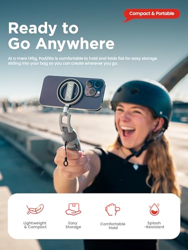 JOBY PodZilla™ SuctionTripod Magnetic Kit,Flexible Magnetic Tripod with Suction Legs, 360° Rotation & Dual-Angle Adjustment, Wrap-Anywhere Mount for iPhone Vlogging, Gym, Car, Outdoor & Travel(Grey) - color: grey