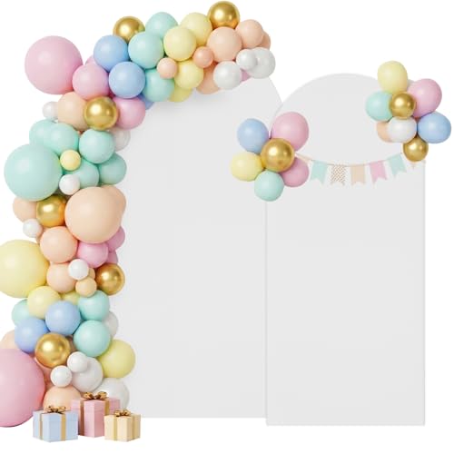White Arch Backdrop Cover 7.2FT,6FT, Thick Double-Sided Spandex Balloon Arch Cover — Opaque, Wrinkle-Free, Machine Washable, Cover Only (No Stand) for Wedding, Baby Shower, Birthday Party - size: 7.2FT,6F