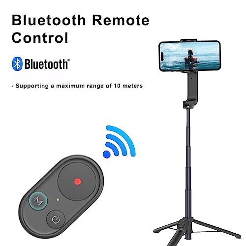 Selfie Stick Gimbal Stabilizer, Gimbled Phone Holder with Wireless Remote Tripod 1-Axis Handheld Smartphone Portable Gimbal for Tiktok Vlog Youtuber Live Video Recording